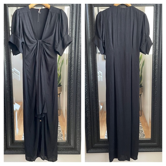 Free People Tie-Neck/Button Front Linen Dress NWOT! - Picture 4 of 9